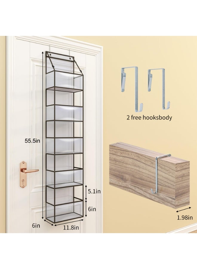 5-Shelf Over The Door Hanging Pantry Organizer with Clear Plastic Pockets Behind The Door Storage Organizer Large Capacity Organizer for Closet Bedroom Bathroom (Grey) - Image 2